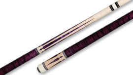 Pechauer – Pool Cue Birdseye Purple Pearl Inlays Wrapless– JP12-Q