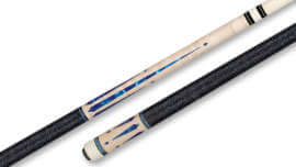 Pechauer – Glossy Birdseye Maple Pool Cue Ebony-Framed Ivory & Blue-Pearl Inlays – JP13