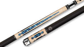 Lucasi - Natural Pool Cue Blue Inlay & Sport Wrap- LHC-97