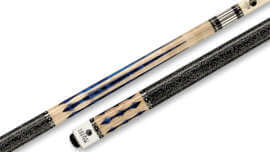 Lucasi - Birdseye Maple Pool Cue Blue Inlays Irish-Linen Wrap - LZ2004NB