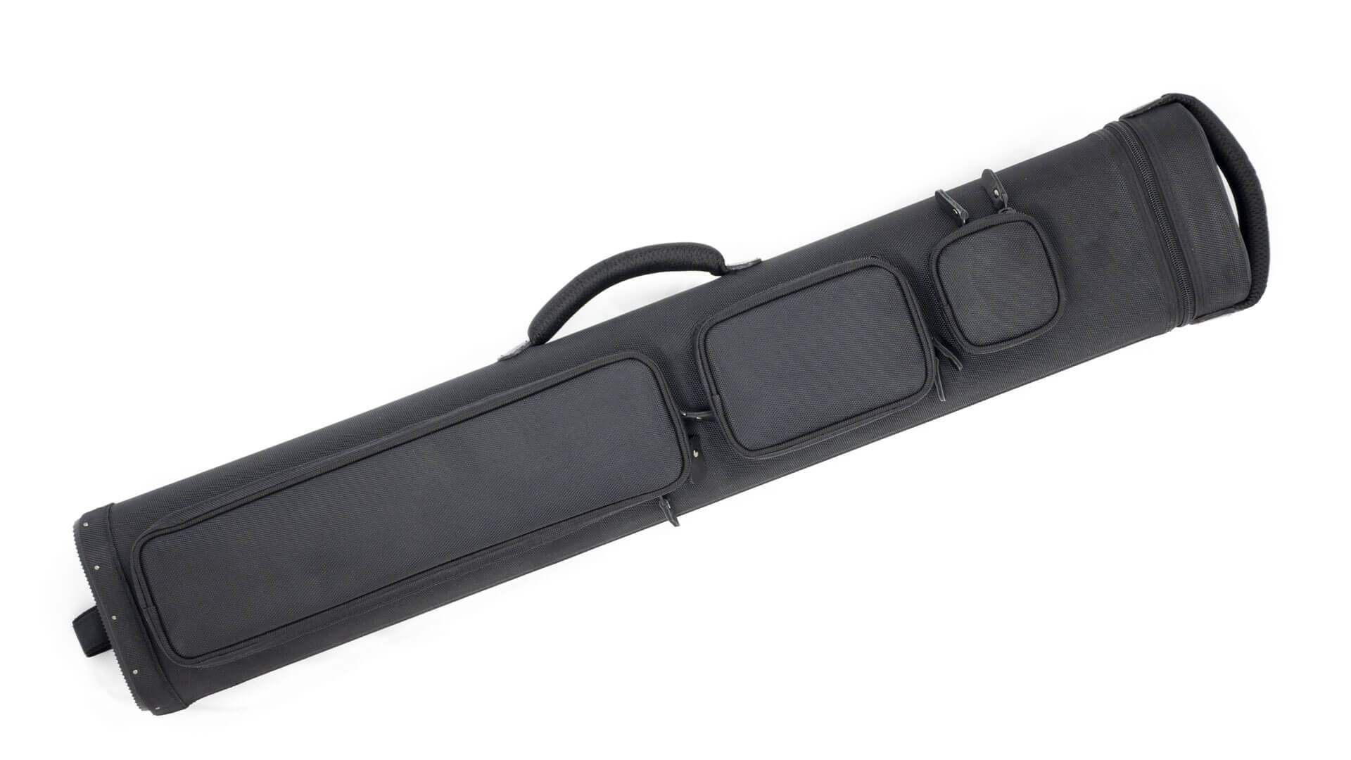 Pool Cue Case 4x8 Black Nylon Three Pockets Hard Case • Billiards