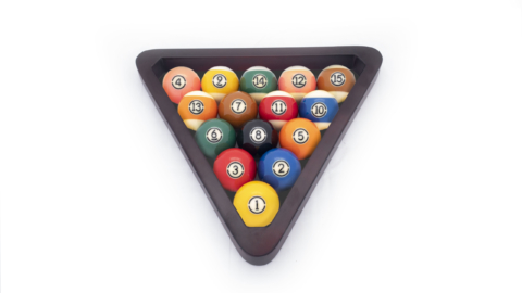 8-Ball Rack - Wood - Darker Wood - Balls