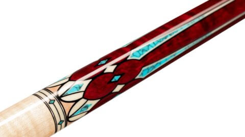 Predator - Ikon4 4 Pool Cue Burgundy-Stained Curly Maple Points - Wrapless - Inlay Detail