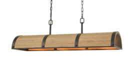 Bronze & Natural Wood Pool Table Light - "Wooden Barrel"