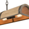 Bronze & Natural Wood Pool Table Light - "Wooden Barrel" - Detail