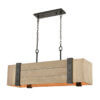 Brass & Natural Wood Pool Table Light - "Wooden Crate" Wider