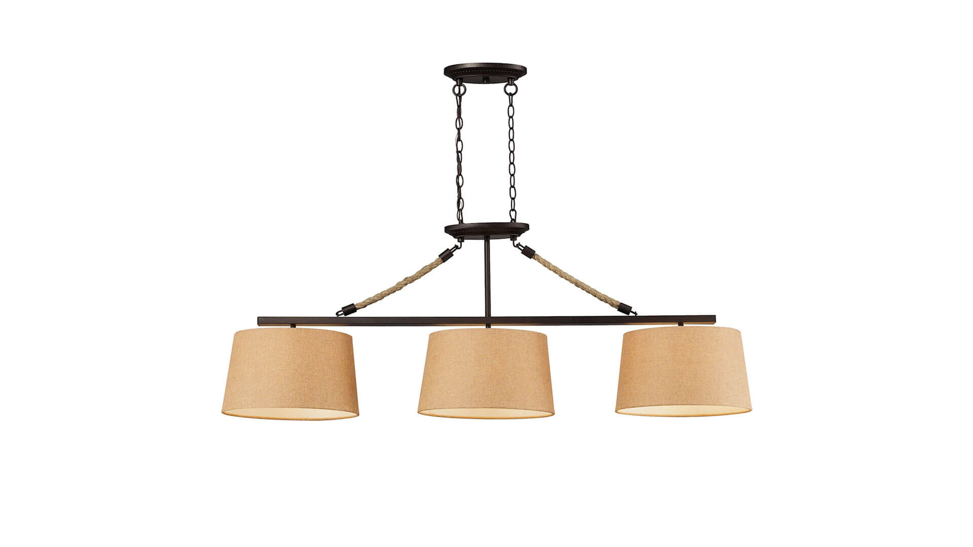 3-Light Pool Table Light Satin Nickel – “Natural Rope” 3-Light Pool Table Light Satin Nickel - "Natural Rope" for Sale