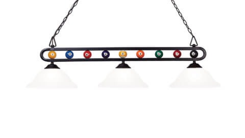 3-Light Pool Table Light Matte Black - "Billiard Balls" for Sale