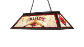 Stained-Glass Pool Table Light Tiffany Black - "Tiffany Red" for Sale