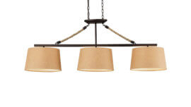 3-Light Pool Table Light Satin Nickel - "Natural Rope"