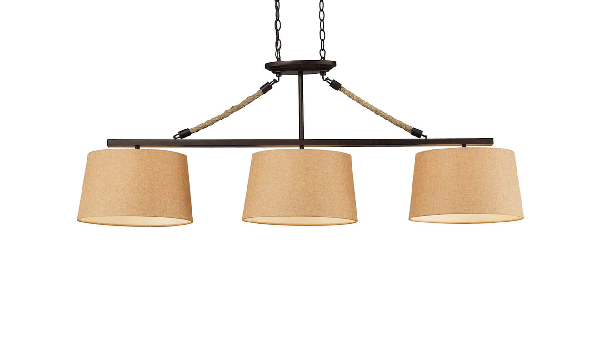 3-Light Pool Table Light Satin Nickel – “Natural Rope” 3-Light Pool Table Light Satin Nickel - "Natural Rope"