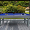 Imperial-Outdoor-Pool-Table-Light-Grey-Color-Long-Side-Lifestyle-Blue-Felt