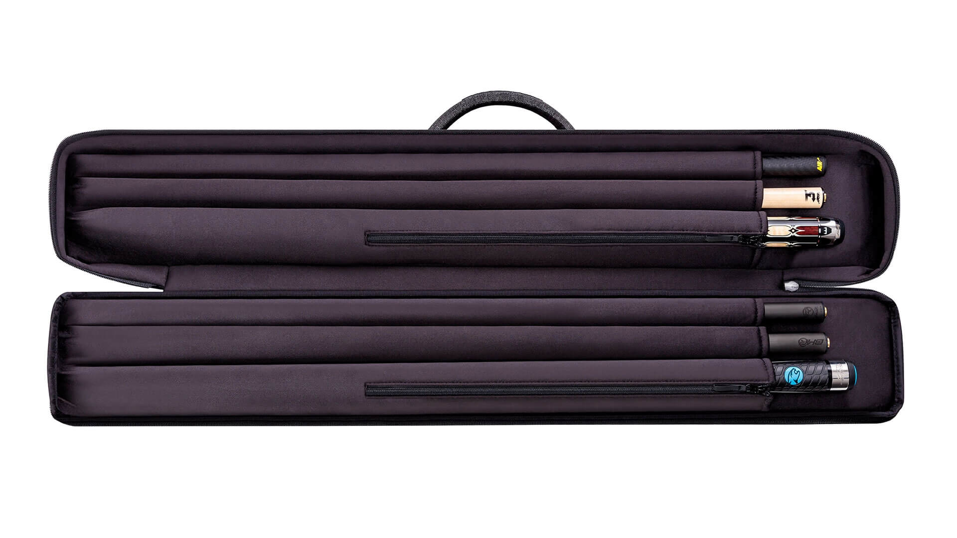 predator-urbain-soft-pool-cue-case-2x4-dark-grey-open-for-sale