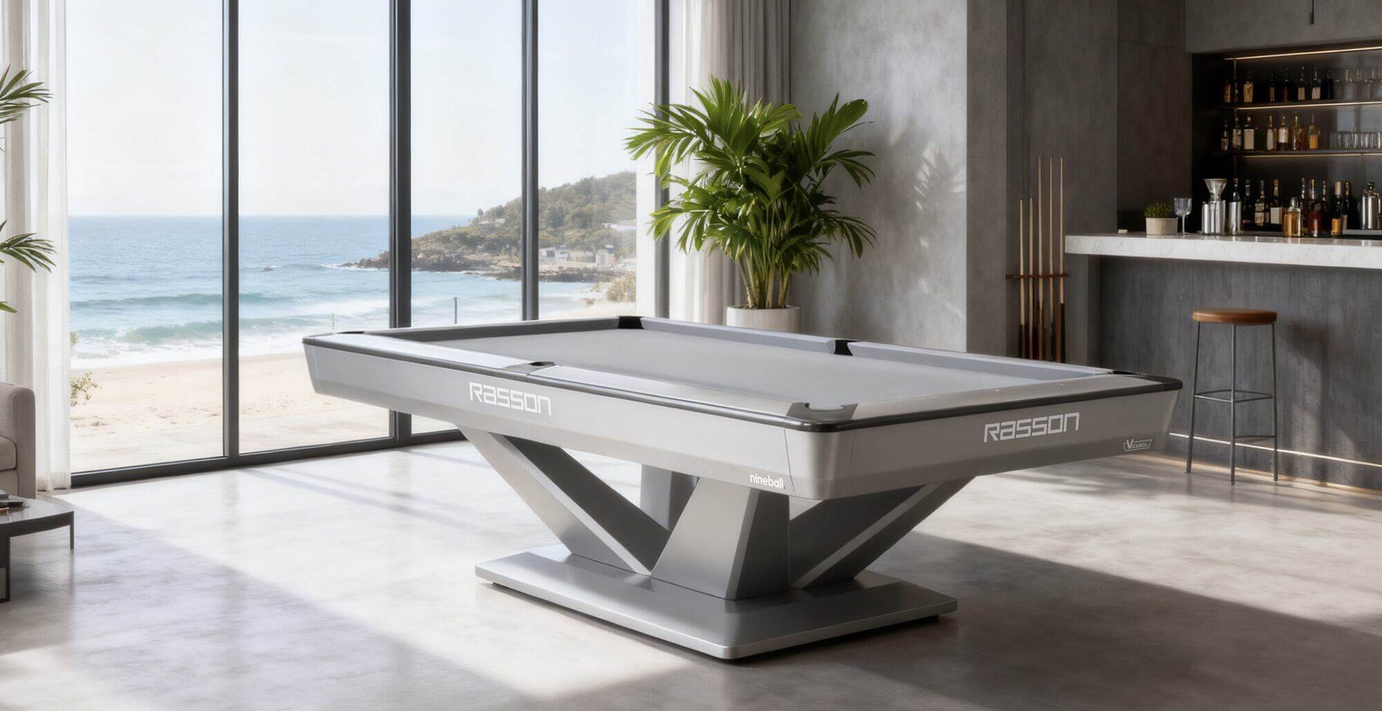Rasson Pool Table - Victory III Silver White - 8 and 9 Foot