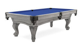 Imperial-Resolute-Silvermist-Rams-Horn-Legs-Pool-Table-Electric-Blue-Felt