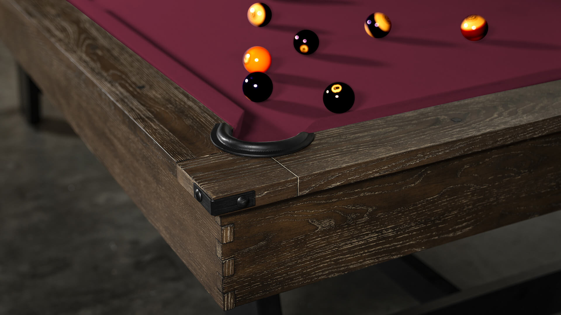 Nixon-Hunter-Metal-Walnut-Pool-Table-Pocket-Detail-Wine-Felt