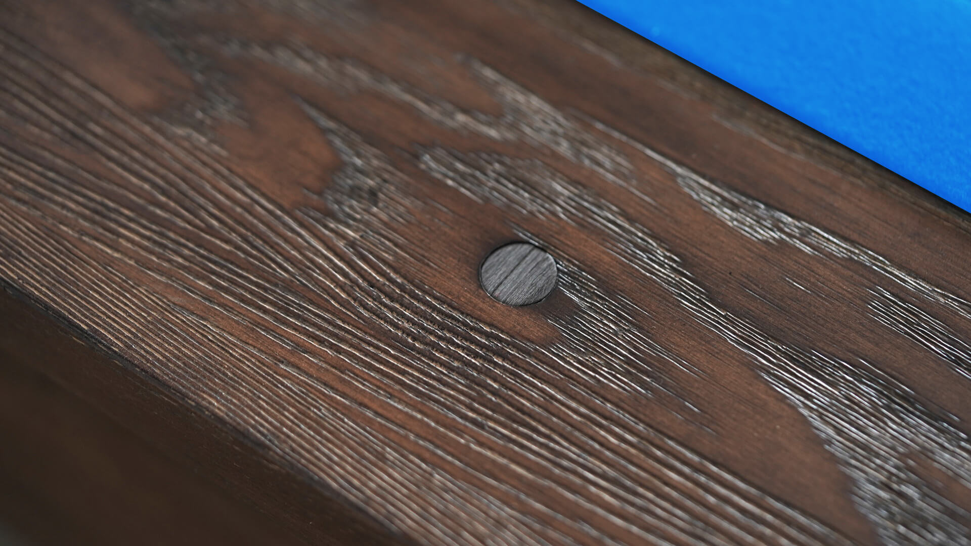 Nixon-Hunter-Wood-Walnut-Pool-Table-Rail-Detail-Tournament-Blue-Felt