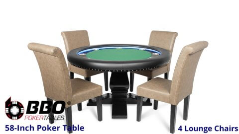 BBO---Poker-Table---Ginza---Table-with-4-Lounge-Chairs---Suited-Speed-Felt---Green