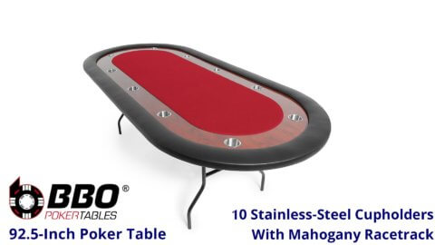 BBO---Poker-Table---UPT---Table---Mahogany-Racetrack---With-Ten-Cupholders---Standard-Felt---Red