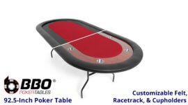 BBO---Poker-Table---UPT---Table---Multiple-Racetrack---With-Ten-Cupholders---Standard-Felt---Red