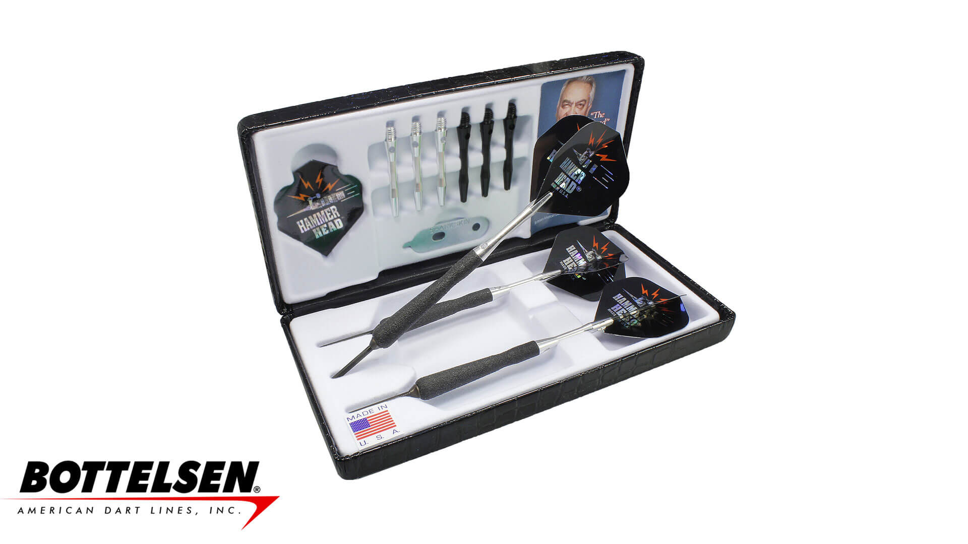 Bottelsen-Hammer-Head-Russ-Lopez-Signature-Xtreme-Shark-Skins-Steel-Tip-Black-Dart-Case