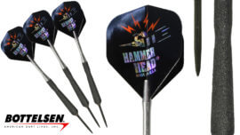 Bottelsen - "Hammer Head - Russ Lopez Signature - XtremeSharkSkins" - Steel Tip Dart Set - 24 Gram - Black