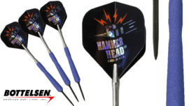 Bottelsen - "Hammer Head" - Russ Lopez Signature - Xtreme SharkSkins - Steel Tip Dart Set - 24 Gram - Blue