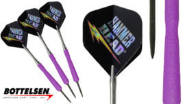 Bottelsen - "Hammer Head - Russ Lopez Signature - XtremeSharkSkins" - Steel Tip Dart Set - 24 Gram - Purple