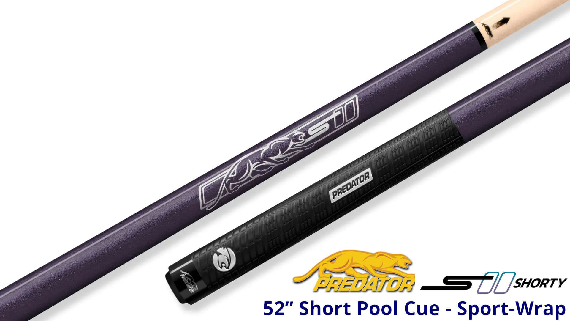 Predator-S-II-Shorty—52′-Short-Pool-Cue—Purple-with-Sport-Wrap Predator-S-II-Shorty---52'-Short-Pool-Cue---Purple-with-Sport-Wrap-for-Sale