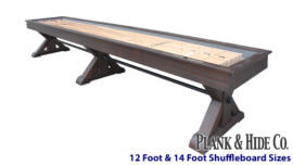 Plank and Hide - 12 Ft and 14 Ft Shuffleboard Table - "Otis" - Smokehouse