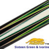 Predator Limited Edition TrueSplice 16 Ebony-2-Generation Leather Wrap Cue - Green Venner Points for Sale