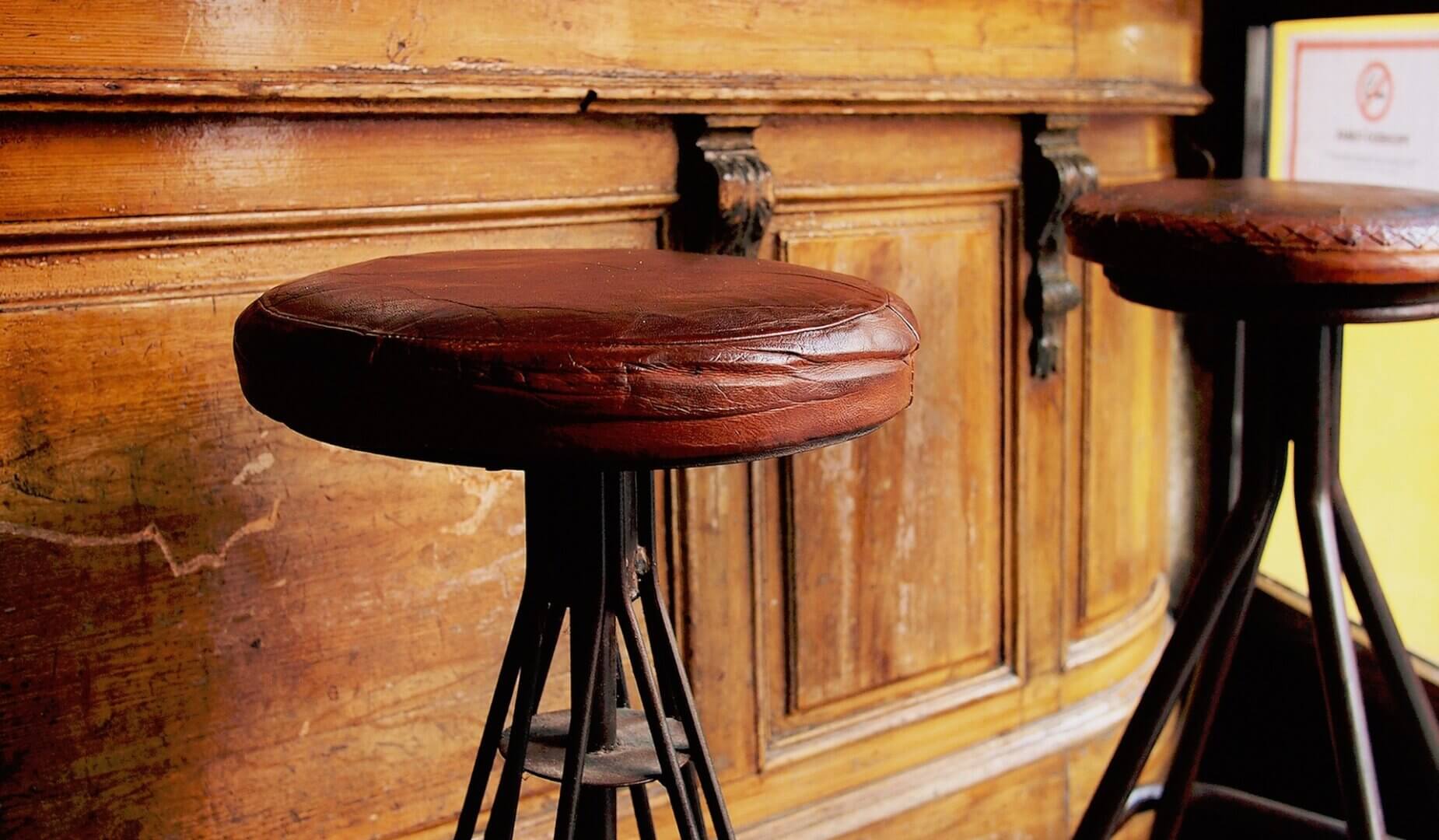Old Bar Stools with Leather
