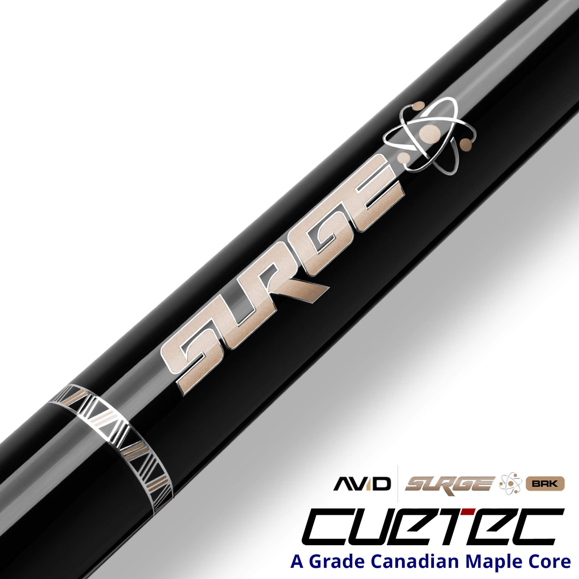 Cuetec Cues AVID Surge Break Pool Cue - Black Gold - Maple Core