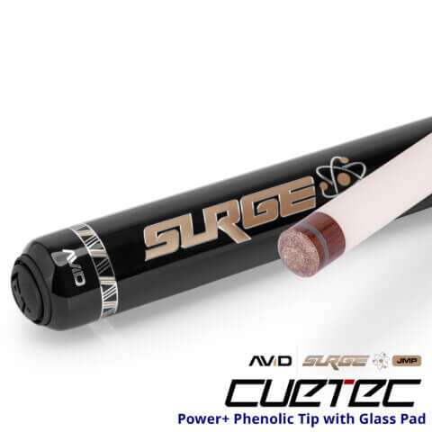 Cuetec Cues AVID Surge Jump Pool Cue - Black Gold - Power+ Phenolic Tip