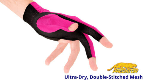 Predator Pool Glove Pink Left Ultra Dry Double Stitched Mesh