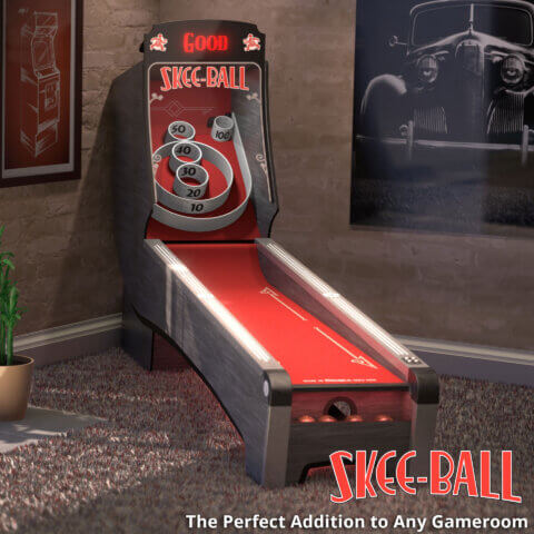 Skee-Ball Arcade Machine "Premium" with Scarlet Color Alley for Sale