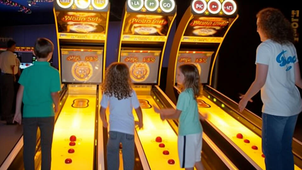 Kids Playing Skee Ball