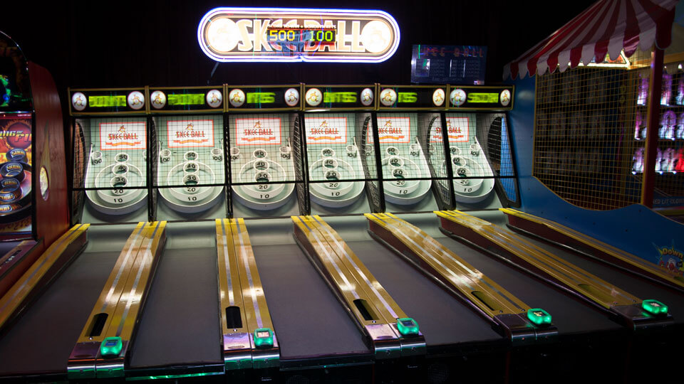 Skee Ball Machines in an Arcade