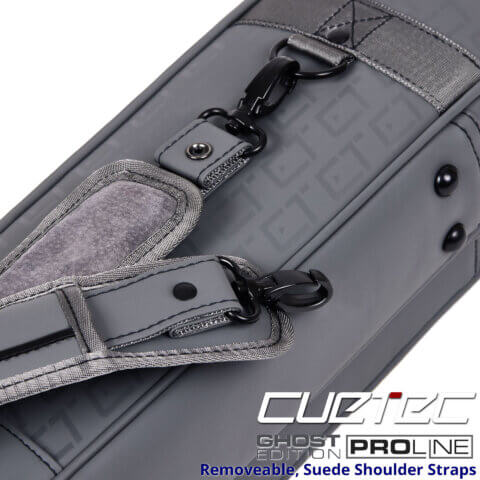 Cuetec Cue Case Pro-Line - 4x8 - Soft Case -Ghost-Edition Strap-Detail - for sale