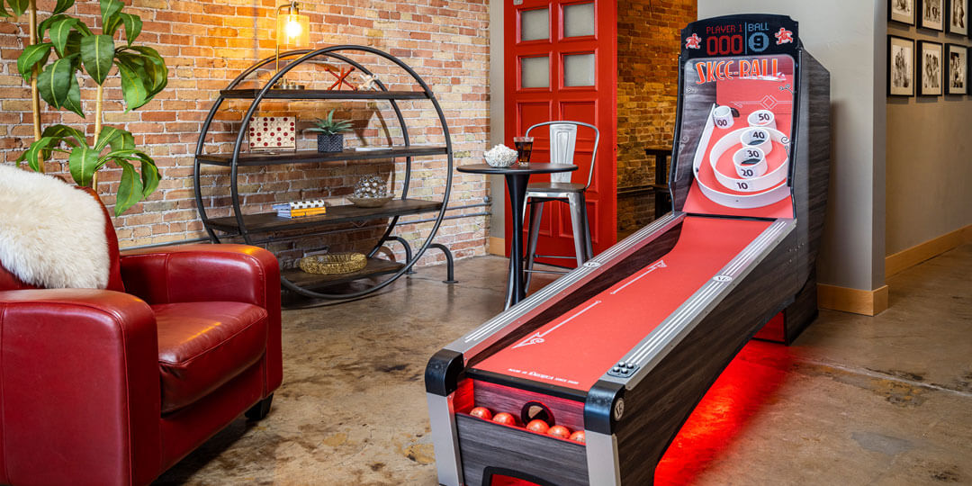 Skee-Ball Arcade Machine "Premium" with Scarlet Color Alley for Sale Skee-Ball Arcade Machine "Premium" with Scarlet Color Alley for Sale