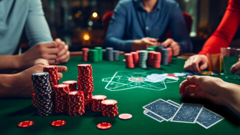 Discarded Cards in Draw Poker are Placed Next to the Chips