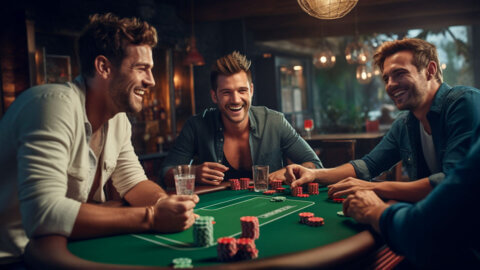 Happy Friends Playing Draw Poker