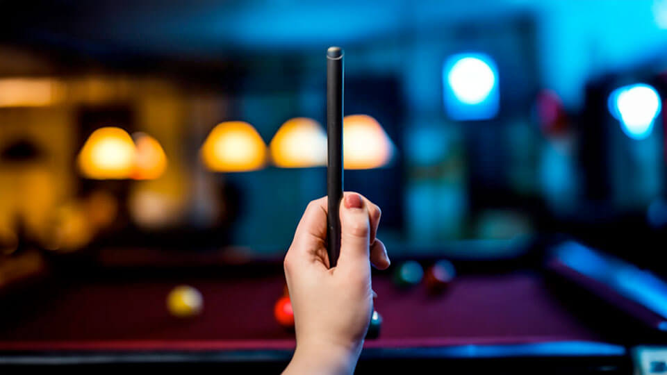 Carbon Fiber Pool Cue in Hand
