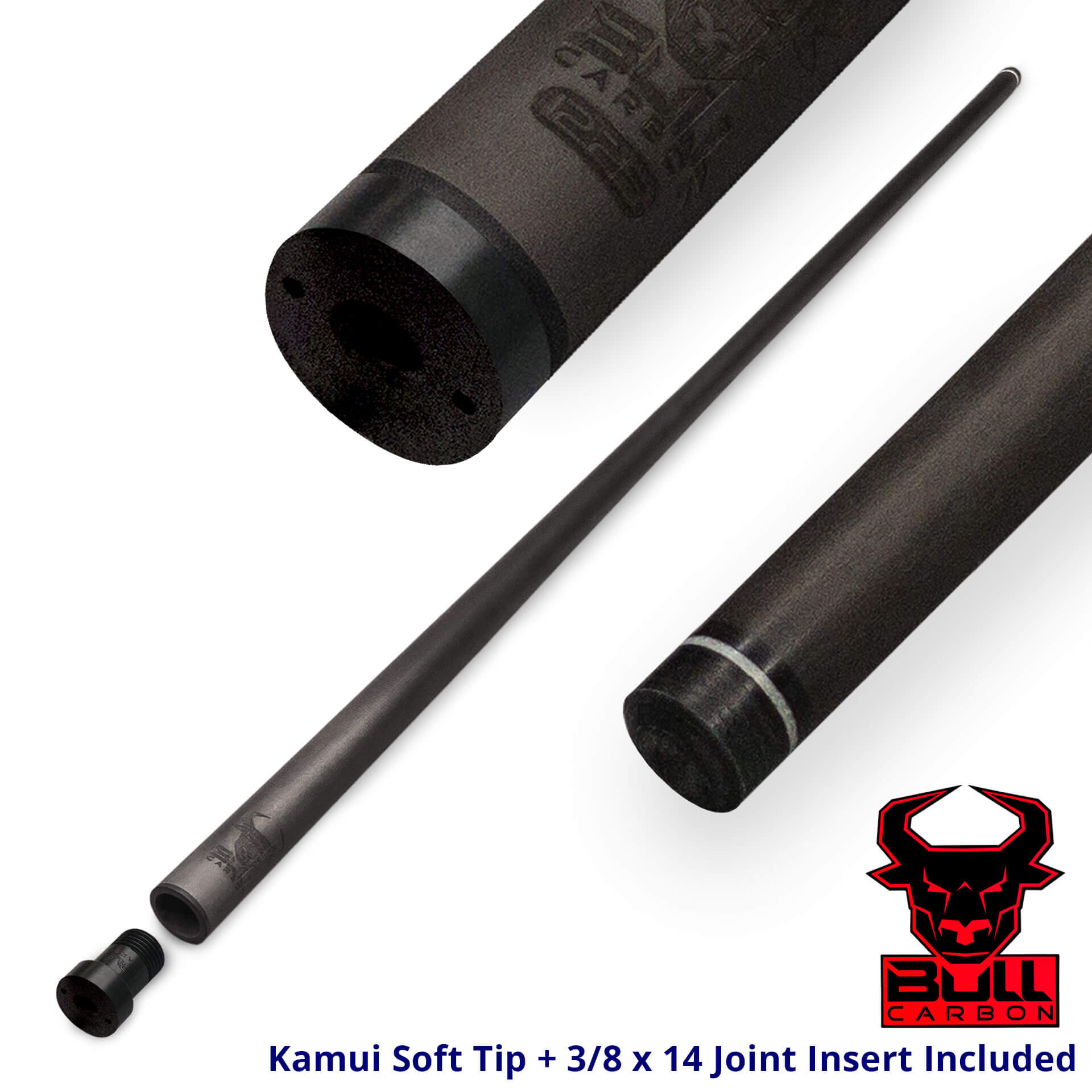 Pool-Cue-Bull-Carbon-Shaft-38x14-Inserted Bull Carbon Fiber Shaft - Kamui Tip + 3/8 x 14 Joint Insert for Sale