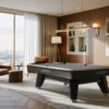 Rasson Acurra pool table in Strong Black in a city apartment