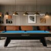 Rasson Acurra pool table in Strong Black in a living room