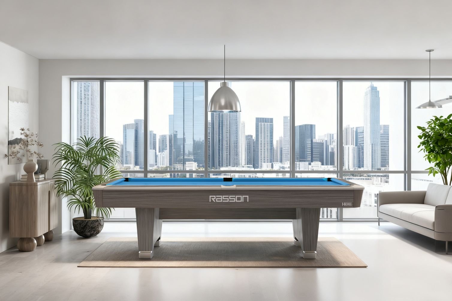 Rasson Hero pool table in Sarum Strand in a living room