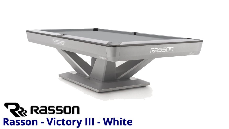 Rasson Victory III pool table in Silver Fluorocarbon (white) for sale